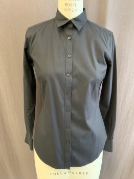 NL, Black, Cotton, Collar Attached, Button Front, Long Sleeves