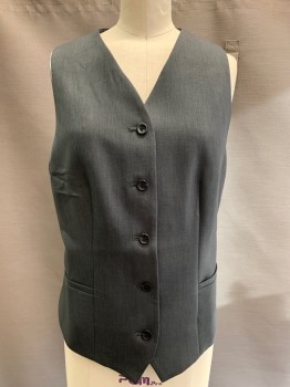 Edwards, Charcoal Gray, Polyester, Solid, Vest, 5 Buttons, Single Breasted, Top Pockets, Back Adjustable Tie