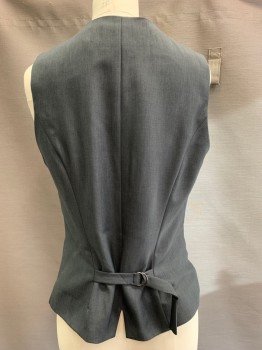 Edwards, Charcoal Gray, Polyester, Solid, Vest, 5 Buttons, Single Breasted, Top Pockets, Back Adjustable Tie