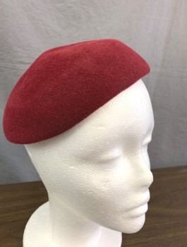 Womens, Hat, LILLIPUT, Maroon Red, Wool, Solid, Reproduction, Felt, Beret Inspired