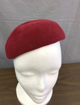 Womens, Hat, LILLIPUT, Maroon Red, Wool, Solid, Reproduction, Felt, Beret Inspired