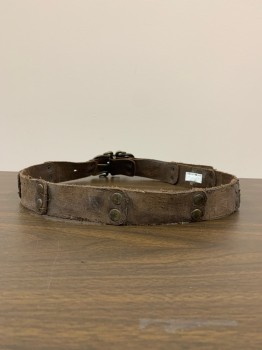 Unisex, Historical Fiction Belt, NL, Brown, Leather, Brass Studs, Metal Buckle