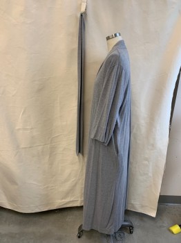 Womens, SPA Robe, Natori, Gray, Modal, Polyester, Solid, M, Robe with Belt, Tie Strings on Inside of Robe