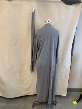 Womens, SPA Robe, Natori, Gray, Modal, Polyester, Solid, M, Robe with Belt, Tie Strings on Inside of Robe