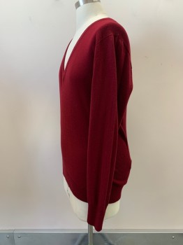 AMERICAN GIANT, Red, Wool, Cotton, Solid, L/S, V Neck,