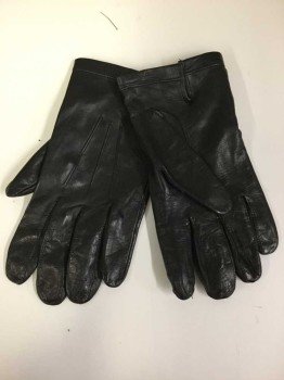 Mens, Leather Gloves, SEMONETA  GLOVES, Black, Leather, Solid, M/L, GLOVES:  Black, 3 Seams On Top