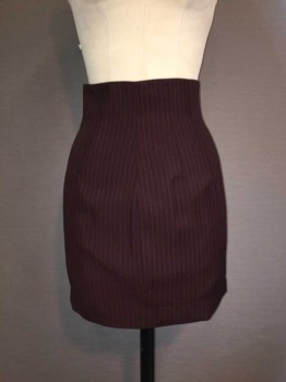 Womens, 1990s Vintage, Suit, Skirt, PLEIN SUD, Brown, Orange, Wool, Stripes - Pin, W:26, Straight Above Knee, No Waistband, Side Zip