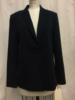 TAHARI, Navy Blue, Synthetic, Solid, Navy, Notched Lapel, 1 Button,