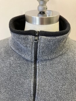 KAYNEE, Heather Gray, Synthetic, Stand Collarw/ Black Edge, Zip Front, 2 Side Pckts
