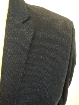 THEORY, Navy Blue, Blue, Wool, Speckled, Single Breasted, 2 Buttons,  2 Pockets, Notched Lapel, Half Lining, Fitted/Slim Fit,