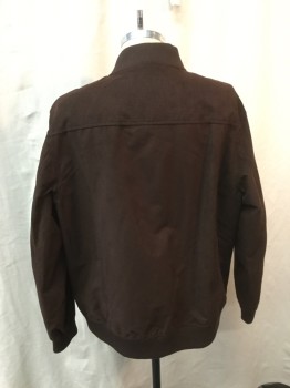 TASSO ELBA, Chocolate Brown, Polyester, Solid, Zip Front, Perforated Yoke, 3 Pockets, Rib Knit Collar/Cuffs and Waistband,