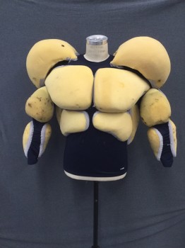 Unisex, Muscle Suit, MTO, Navy Blue, Butter Yellow, Polyester, Foam, S, EAGLE:  Navy Stretch Shirt, Long Sleeves, Zip Back, Foam Molded Muscles Attached