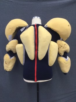 MTO, Navy Blue, Butter Yellow, Polyester, Foam, EAGLE:  Navy Stretch Shirt, Long Sleeves, Zip Back, Foam Molded Muscles Attached