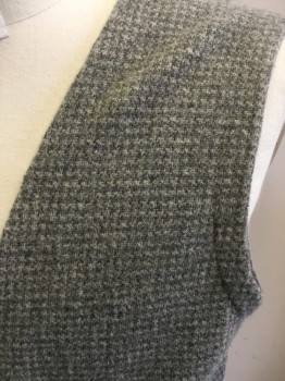 MASSIMO DUTTI, Avocado Green, Gray, Wool, Cashmere, Houndstooth, Button Front, 2 Patch Pockets, Back Solid Gray Waffle Knit