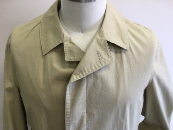 LONDON FOG, Khaki Brown, Poly/Cotton, Solid, Single Breasted, Collar Attached, 2 Pockets, Triples,