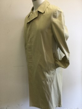 LONDON FOG, Khaki Brown, Poly/Cotton, Solid, Single Breasted, Collar Attached, 2 Pockets, Triples,