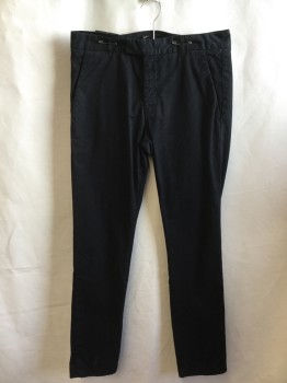 J. BRAND, Black, Cotton, Elastane, Solid, 1.5" Waistband with Belt Hoops, Flat Front, Zip Front, 4 Pockets