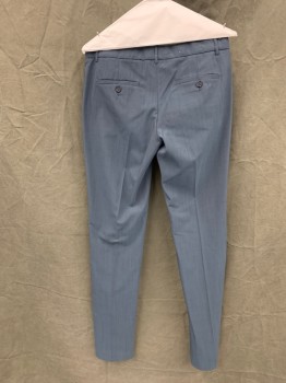 THEORY, Steel Blue, Wool, Solid, Flat Front, 4 Pockets, Zip Fly Belt Loops