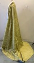 Unisex, Historical Fiction Cape, Mto, Gold, Cream, Fur, Synthetic, C42/4, King's Cape, Royal Ermine Cape Mid 1800's. Gold Brocade on Outside, White Rabbit Fur Trim Full Lining and Black Fur Tuffs as Edge Trim. Approx. Fits Chest 42-44, Length Rom Nape of Neck is 87".train