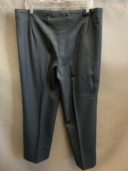 MTO, Charcoal Gray, Wool, Solid, Gabardine, Flat Front, 2 Pckts, Suspender Buttons on Outside