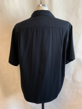 Mens, Casual Shirt, CAD ZOOTS, Black, Cotton, Solid, M, Pointed C.A., Button Front, S/S, 2 Pockets