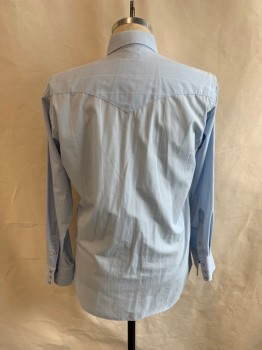 Mens, Western, FLYING R RANCH WEAR, Lt Blue, White, Poly/Cotton, Stripes, 33, 15.5, C.A., Snap Front, L/S, 2 Pockets with 1 Snap, 4 Snap Cuffs