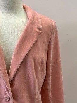 KENSIE, Pink, Polyester, Spandex, Solid, L/S, Single Breasted, Notched Lapel, Velvet Texture