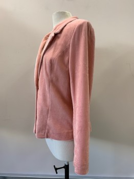 KENSIE, Pink, Polyester, Spandex, Solid, L/S, Single Breasted, Notched Lapel, Velvet Texture