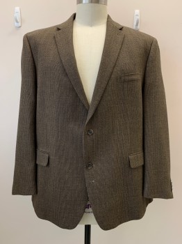 BRITCHES, Brown, Black, Wool, 2 Color Weave, L/S, 2 Buttons, Single Breasted, Notched Lapel, 3 Pockets