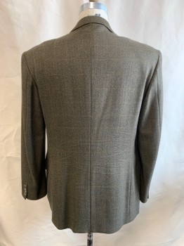 EVAN PICONE, Dk Brown, Tan Brown, Multi-color, Wool, Herringbone, Plaid-  Windowpane, Single Breasted, 2 Buttons, 3 Pockets, Notched Lapel