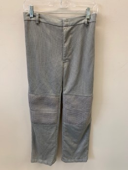 MTO, Gray, Synthetic, Circles, Pant, Zip Front, Belt Loops, Mesh with Different Mesh On Padded Knees, Elastic In Back Waistband, Diagonal Back Pocket
