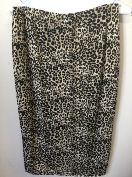 VINCE CAMUTO, Tan Brown, Cream, Black, Polyester, Lycra, Animal Print, Tan with Cream & Black Leopard Print, 1" No Seam Elastic Waistband, Fitted