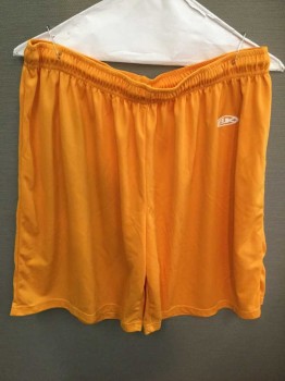 Athletic Knit, Orange, Polyester, Mesh Athletic Shorts, Elastic Waist, Drawstring