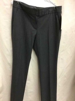 VINCE CAMUTO, Gray, Polyester, Spandex, Solid, Flat Front, 2 Welt Pocket,