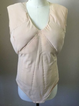 Unisex, Fat Padding, MTO, Lt Beige, Synthetic, 38-40, Man Boobs, Quilted, Sleeveless, Crotch Strap, Center Back Zipper,