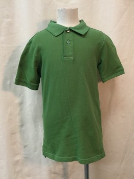 Childrens, Polo, WONDER NATION, Green, Cotton, Solid, 6/7 Yr, Green, Short Sleeves,