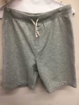 Childrens, Shorts, CREW CUTS, Lt Gray, Cotton, Polyester, Solid, 10, Sweatshirt Material, Drawstring, Knit,