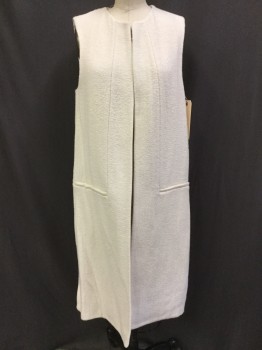 ZARA, Cream, Viscose, Solid, Chenille Weave, No Closures, 2 Faux Pocket, Knee Length, Side Slits to Waist