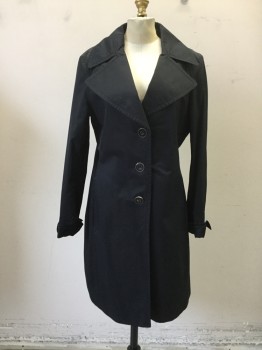 N/L, Black, Cotton, Nylon, Solid, Button Front, Wide Collar Attached, Wide Notched Lapel, 2 Pockets, Cuffed Sleeve