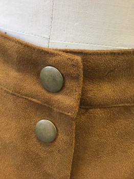 OLD NAVY, Caramel Brown, Polyester, Solid, Faux Suede, Bronze Snap Closures at Front