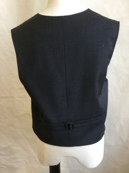 ZARA BOYS, Charcoal Gray, Wool, Polyester, 2 Color Weave, Heathered, Micro Woven Charcoal, with Solid Steel Gray Lining, V-neck, Single Breasted, 4 Button Front, 2 Pockets, Short Belt & Buckle Back