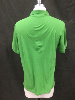B&C SAFRAN, Lime Green, Cotton, Solid, Pique Knit, Short Sleeves, Ribbed Knit Collar Attached/Cuff, 3 Buttons