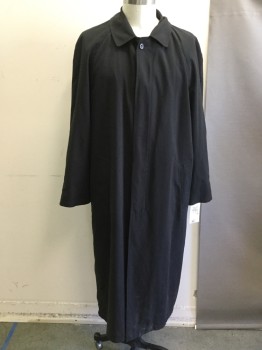 N/L, Black, Polyester, Solid, Single Breasted, Collar Attached, 2 Pockets, Full Length