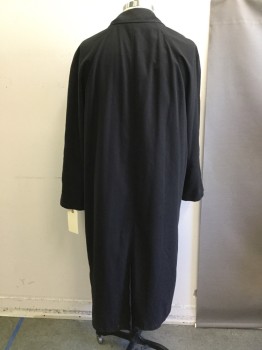 N/L, Black, Polyester, Solid, Single Breasted, Collar Attached, 2 Pockets, Full Length