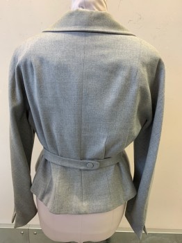 Womens, Blazer, NL, Gray, Wool, Heathered, W30, B40, L/S, Button Front, Notched Lapel, Embroidered Triangles, Made To Order,