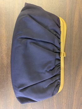 Womens, Purse, INGBER, Midnight Blue, Polyester, Metallic/Metal, Solid, NS, Clutch, Gold Metal Notions **Skewed Closure