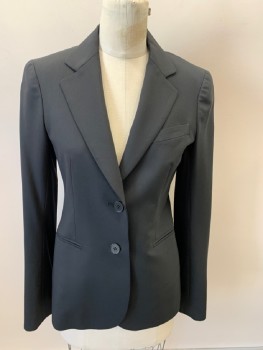 THEORY, Black, Wool, Lycra, Solid, Notched Lapel, 2 Btn SB. Fitted, 3 Welt Pckts, Back Vent