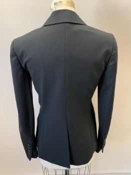 THEORY, Black, Wool, Lycra, Solid, Notched Lapel, 2 Btn SB. Fitted, 3 Welt Pckts, Back Vent