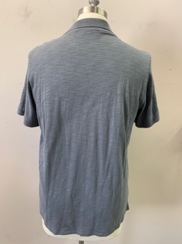 VINCE, Gray, Cotton, Solid, 3 Buttons, Short Sleeves,