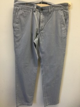 AMERICAN RAG, Lt Gray, Cotton, Solid, Flat Front, Welt Pocket Right Front, Twill Weave,